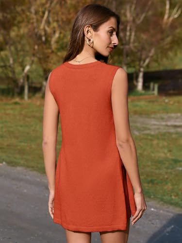 Glamaker Women's 2 Piece Short Sets Summer Outfits Casual Sleeveles Sweater Short Matching Sets Vacation Outfits (Rust Red M) - Image 5
