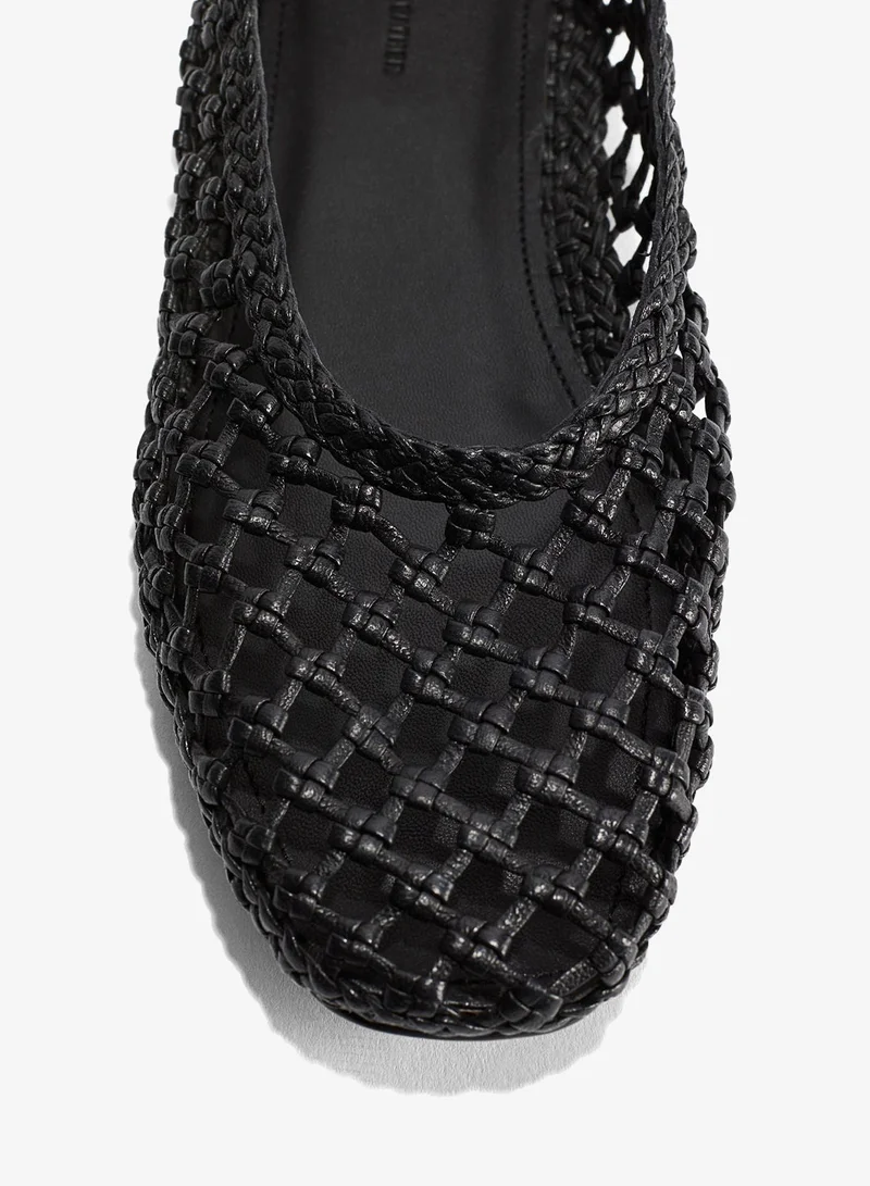 H&M Braided leather ballet pumps