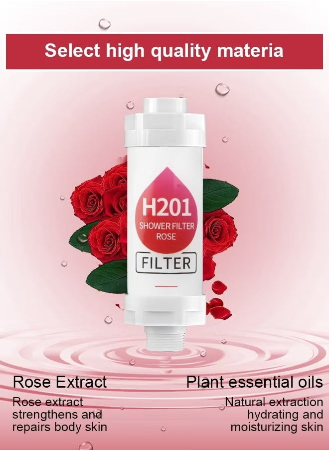 H201 Shower Head Filter - Vitamin C Shower Infuser , Hard Water Softener, Chlorine & Fluoride Shower Filter, Water Purifying Filtered Shower Head with Beads, Helps Dry Skin & Hair Loss (Rose)  - Image 4