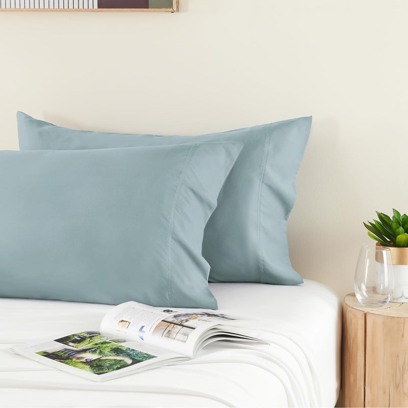 BEDELITE Pillow Cases Standard Size Set of 2  Rayon Derived from Bamboo  Cooling Pillow Cases for Hot Sleepers & Night Sweats  Breathable and Silky Soft Envelope Pillowcases(Haze Blue  20""x26"") - Image 4