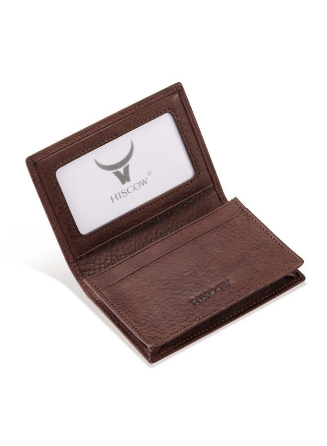 HISCOW Leather Business Card Case Holder for Men & Women, Italian Calfskin (Aniline Leather Coffee)  - Image 2
