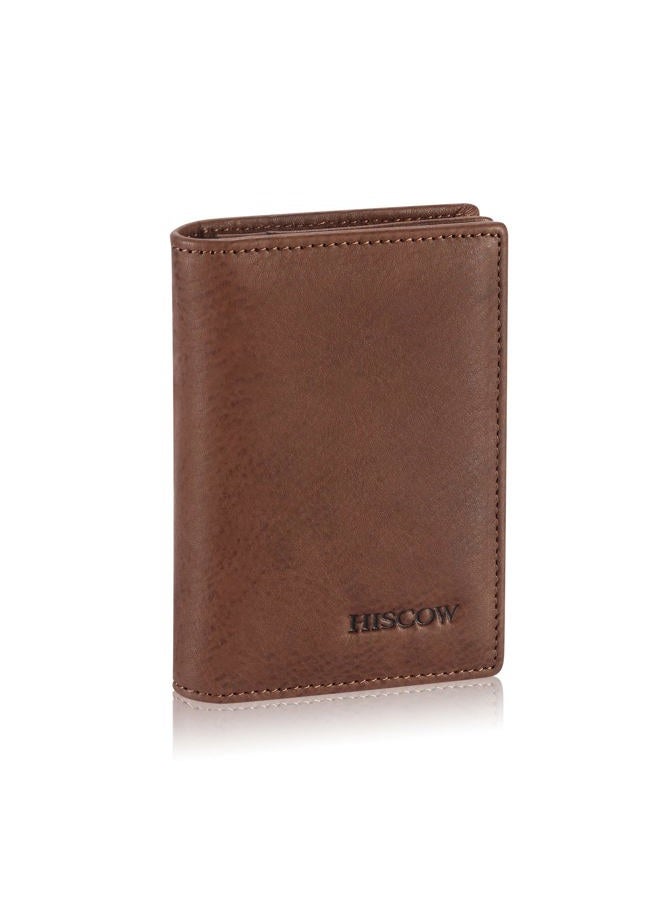 HISCOW Leather Business Card Case Holder for Men & Women, Italian Calfskin, Aniline Leather Coffee, Small, Vintage - Image 1