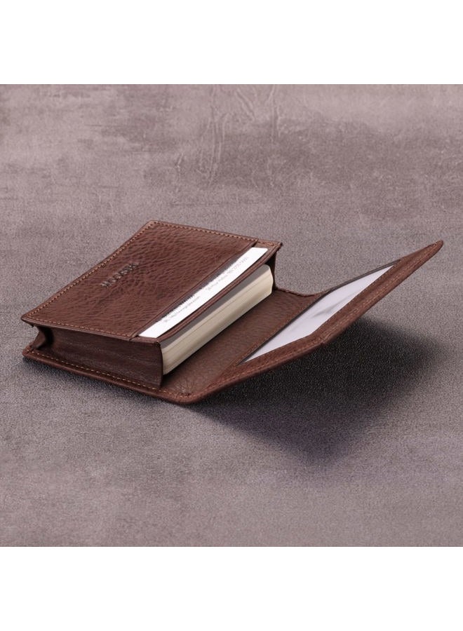 HISCOW Leather Business Card Case Holder for Men & Women, Italian Calfskin, Aniline Leather Coffee, Small, Vintage - Image 4