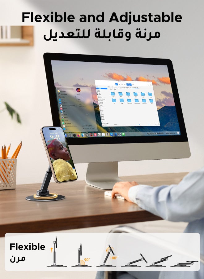 Ugreen Phone Stand - Fit For MagSafe, 360° Rotatable Mobile Stand Height Adjustable Phone Holder MagSafe Phone Stand For Desk Magnetic iPhone Stand Directly Compatible With iPhone 16/15/14/13/12 Series - Image 3