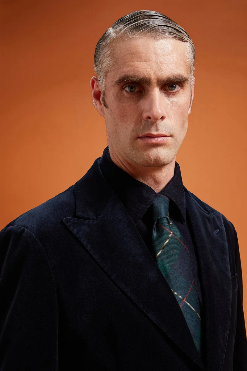 دوبل غانغر Men's tartan patterned tie - Green/Yellow/Red