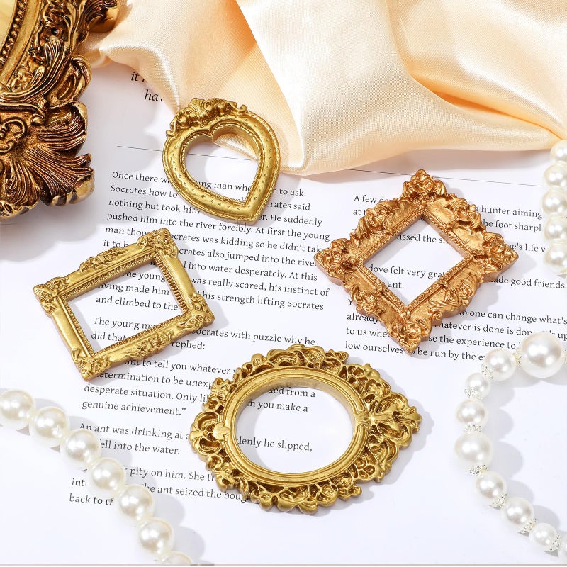 Ymapinc 12 Pcs Vintage Small Frames, Tiny Gold Miniature Photo Frames, Vintage Mini Picture Frame Ornament for Crafts/Wedding/Christmas, Baroque Resin Table Wall Hanging Decor - Image 4