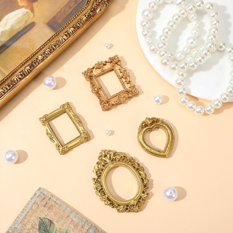 Ymapinc 12 Pcs Vintage Small Frames, Tiny Gold Miniature Photo Frames, Vintage Mini Picture Frame Ornament for Crafts/Wedding/Christmas, Baroque Resin Table Wall Hanging Decor - Image 5