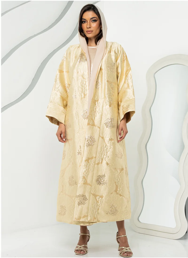 Couturelabs Gold Brocade Abaya with Sheila