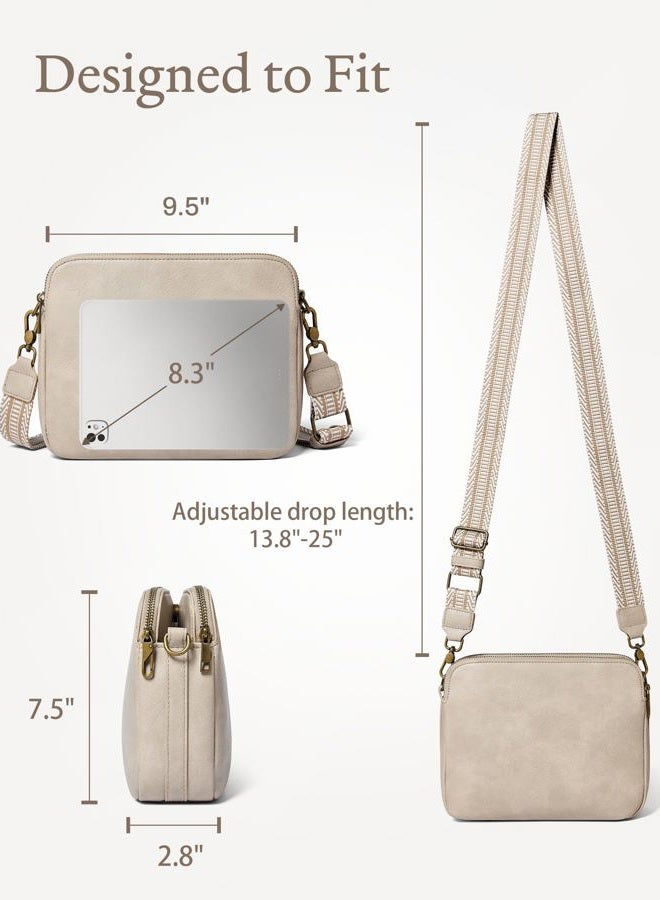 Yarnic Women Crossbody Bag Trendy Faux Leather Cross Body Purse with Adjustable Strap and Anti-theft Zipper, Beigegray, Modern - Image 5