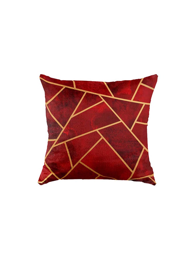 RIZARIES SuperSoft Maroon & Gold Geo Throw Pillow  - Image 2