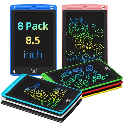 TQU LCD Writing Tablet for Kids 85 Inch Colorful Doodle Board Drawing Tablet Educational Learning Toys Birthday Gifts for Kids Age 3 4 5 6 7 8 8 Pack - Image 1