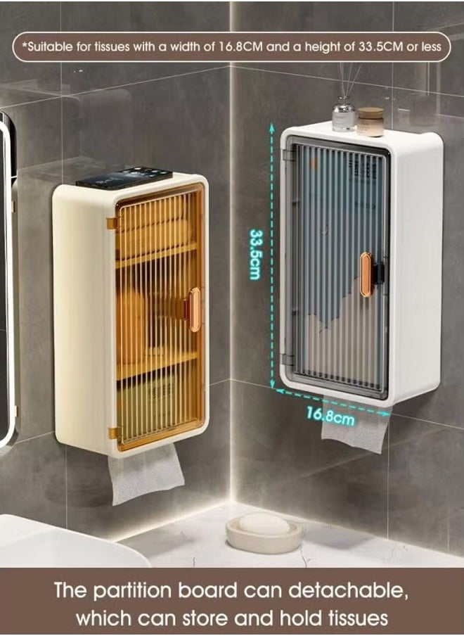Generic - Toilet Paper Holder Tissue Box Shelf Multifunctional Toilet Paper Holder Wall Mounted Waterproof Tissue Box  Large Heavy Duty Toilet Paper Roll Storage Dispenser For Kitchen Bathroom Washroom  (White) - Image 1