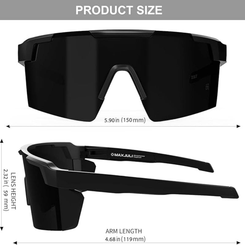 MAXJULI XL Z87 Sunglasses for Big Wide Heads Men TR90 Ultralight UV400 Protection Glasses Z8225(Black/Extra Dark Polarized) - Image 5