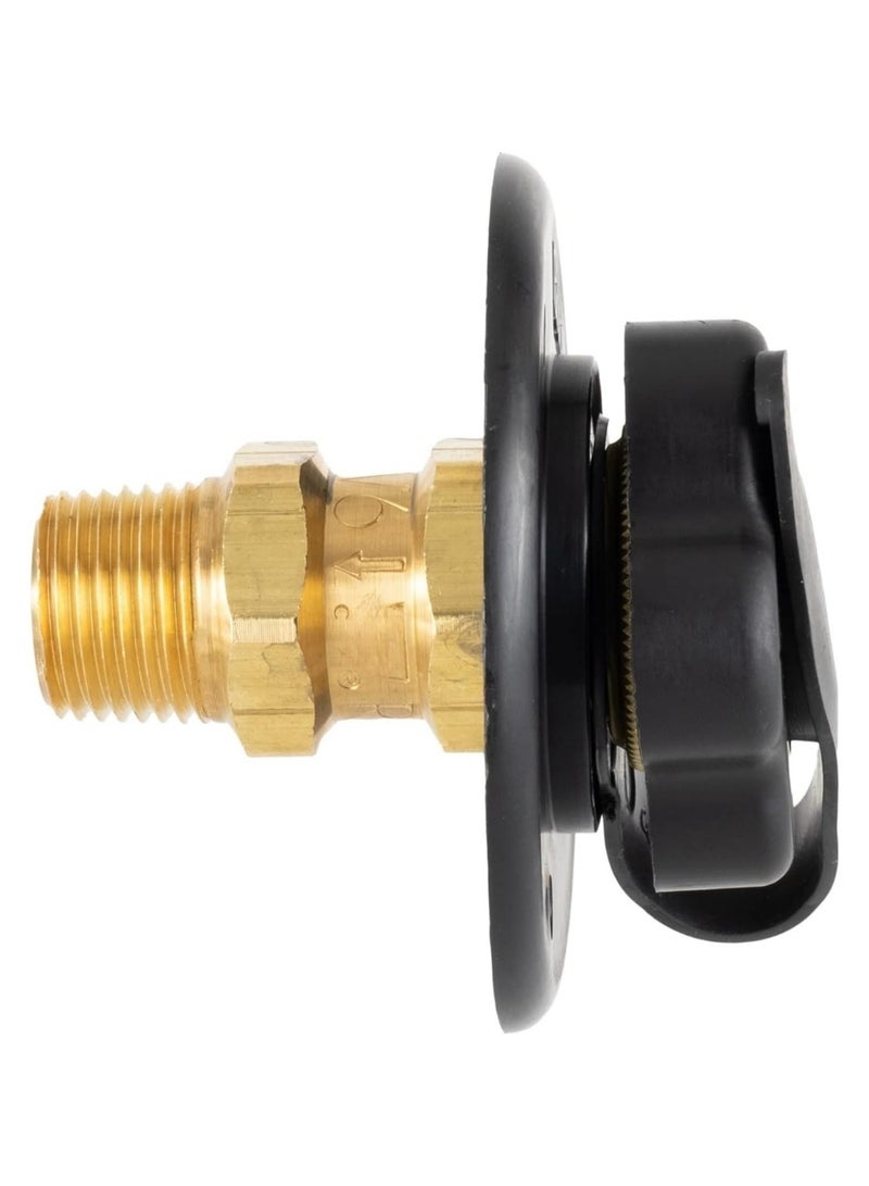 LAMAY RV City Water Fill Inlet | Black | Optional Hose Elbow | Flange Brass with Check Valve | Camper | Trailer | Marine (No Hose Elbow) - Image 2