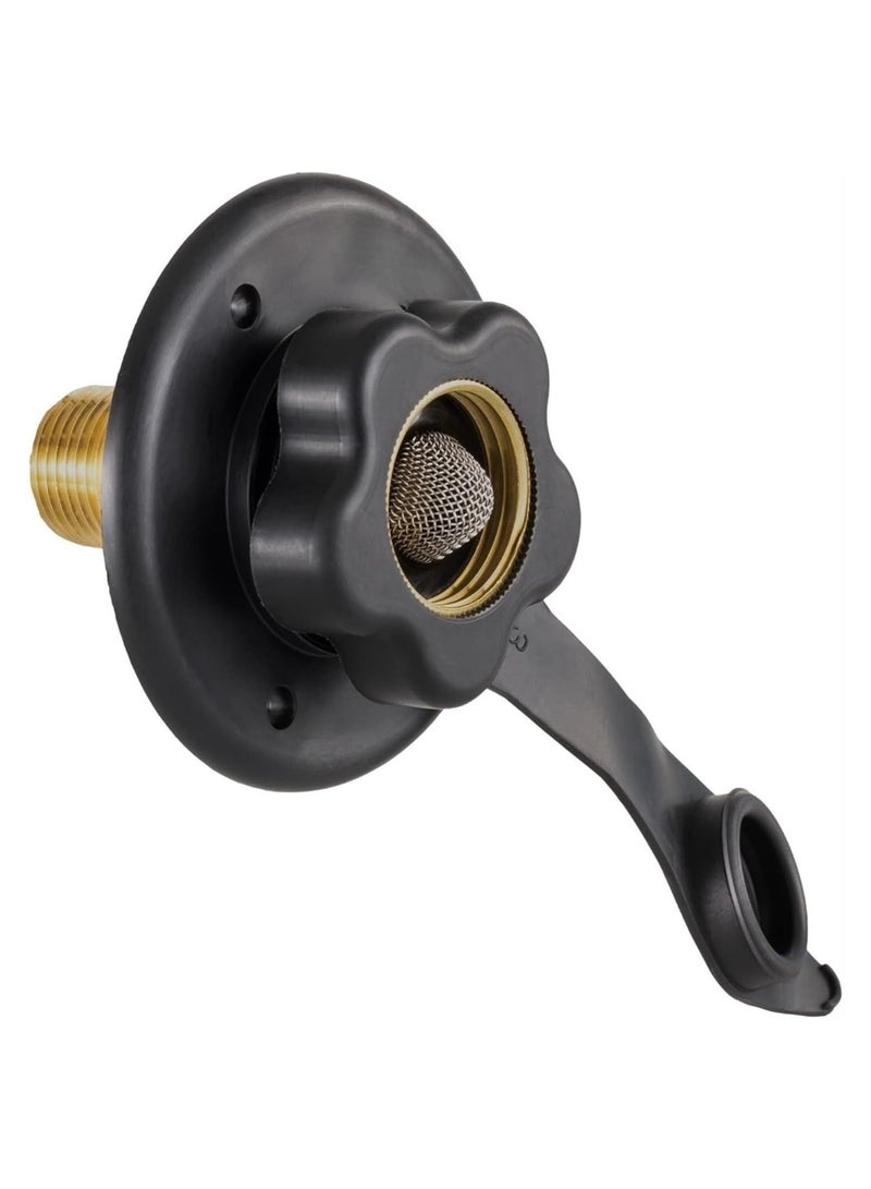 LAMAY RV City Water Fill Inlet | Black | Optional Hose Elbow | Flange Brass with Check Valve | Camper | Trailer | Marine (No Hose Elbow) - Image 5