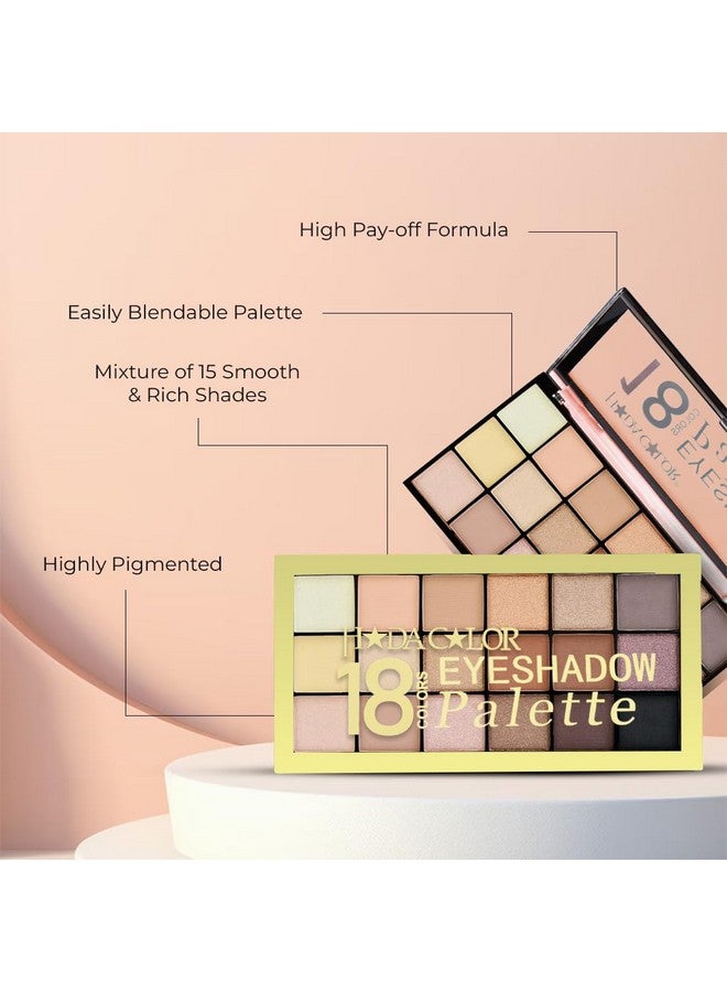 أدبيني لوحة ظلال عيون لامعة غير لامعة مكونة من 18 لونًا 30 جرام | مجموعة ساحرة من الظلال العارية طويلة الأمد | اكشفي عن عينيك بسيمفونية من الجمال الذي لا مثيل له (Shade-02) - Image 3