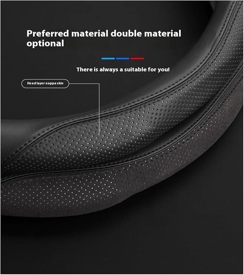 Leather Anti Slip Steering Wheel Cover For VW Magotan Golf GTI Passat Beetle Tiguan Blue Red - Image 5