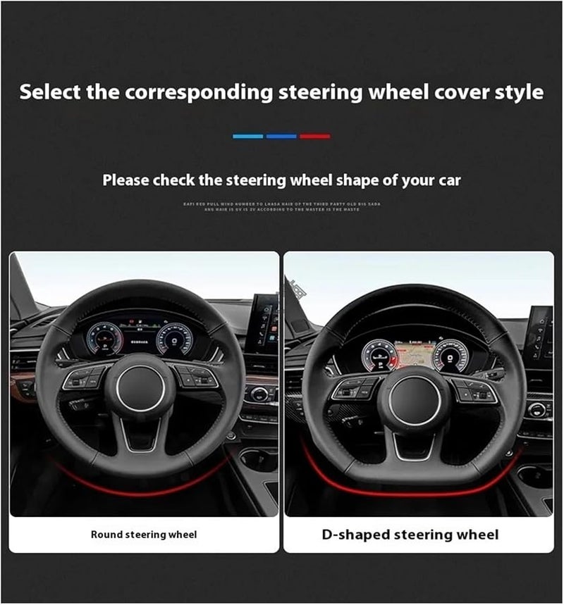 Leather Anti Slip Steering Wheel Cover For VW Magotan Golf GTI Passat Beetle Tiguan Blue Red - Image 3