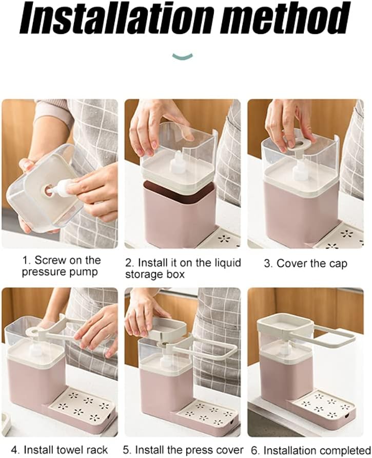 ويوبلز موزع صابون لحوض المطبخ، رف تخزين متعدد الوظائف، صندوق سائل أوتوماتيكي قابل للتفريغ (أزرق) - Image 4