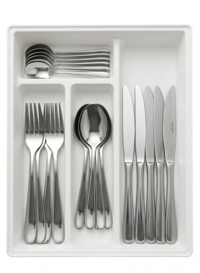 Happy Home Luxury Kitchen Drawer Cutlery Organizer Tray – 4 Compartments Can Be Increased to 6 with 2 Removable Inserts – Durable Food-Grade Cutlery Holder with Soft Dividers to Protect Knives, Forks, and Spoons – Non-Slip Base and Feet for Stable and Neat Storage – 31cm × 24cm × 6cm - Image 3