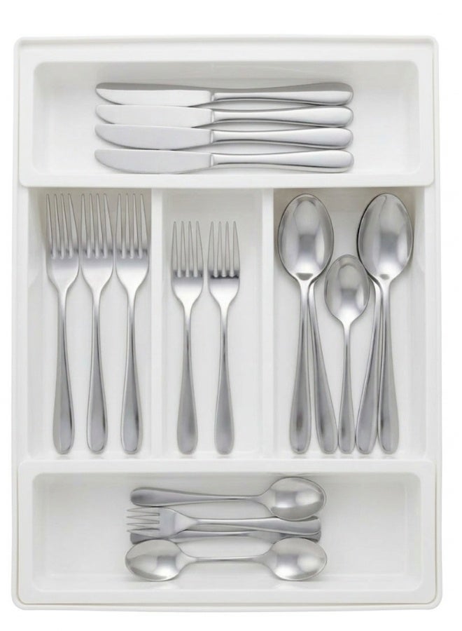 Happy Home Luxury Kitchen Drawer Cutlery Organizer Tray – 4 Compartments Can Be Increased to 6 with 2 Removable Inserts – Durable Food-Grade Cutlery Holder with Soft Dividers to Protect Knives, Forks, and Spoons – Non-Slip Base and Feet for Stable and Neat Storage – 31cm × 24cm × 6cm - Image 2