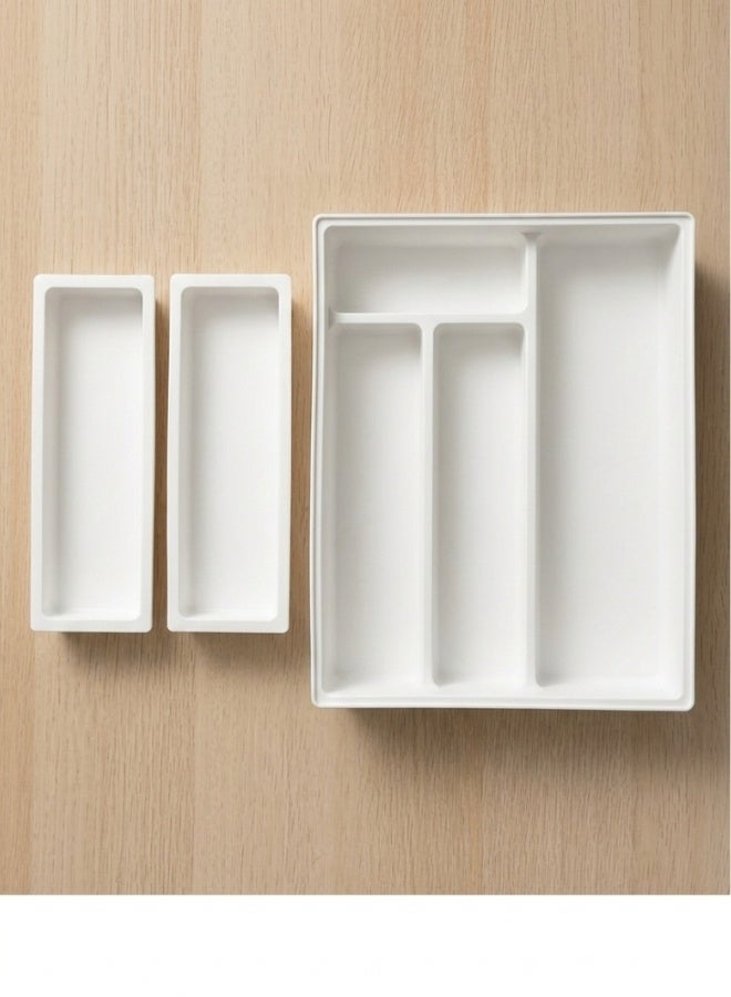 Happy Home Luxury Kitchen Drawer Cutlery Organizer Tray – 4 Compartments Can Be Increased to 6 with 2 Removable Inserts – Durable Food-Grade Cutlery Holder with Soft Dividers to Protect Knives, Forks, and Spoons – Non-Slip Base and Feet for Stable and Neat Storage – 31cm × 24cm × 6cm - Image 4