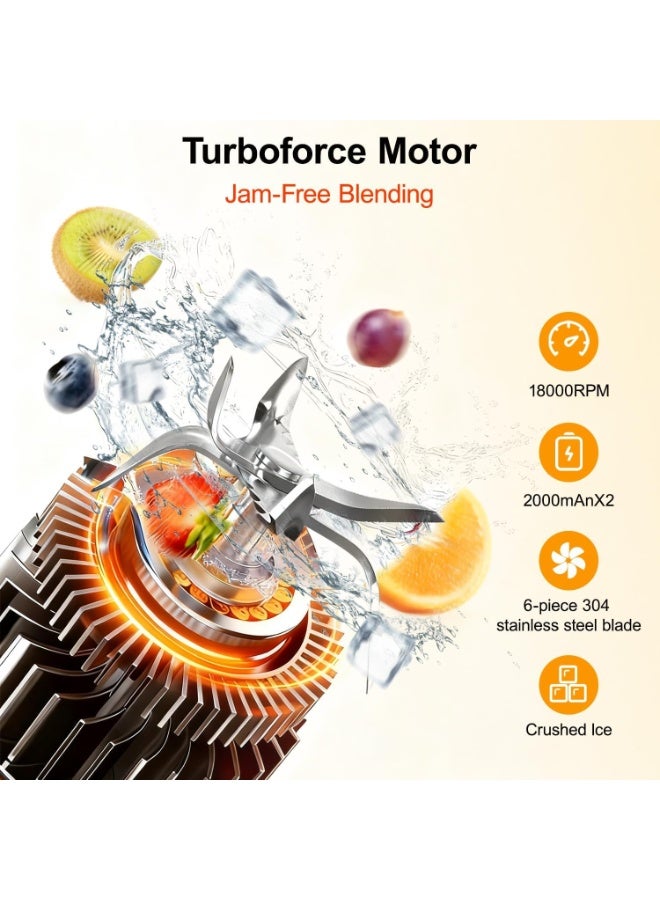 NIUB Portable Blender Dual Mode 18000RPM 20Oz Blending Cup Ice Crushing Smoothie Frozen Fruit Mini Home Gym Travel - Image 3