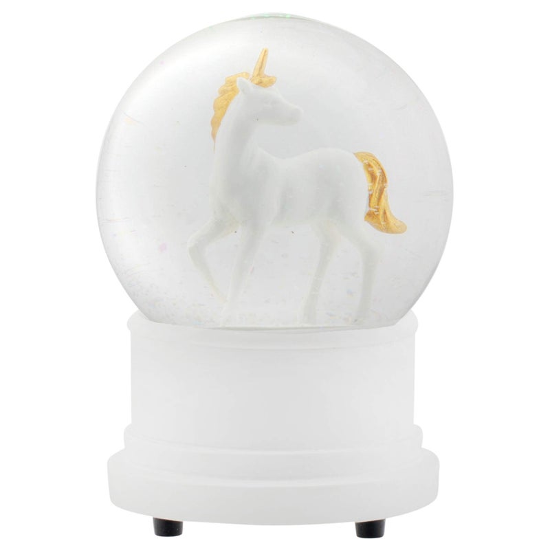 Elanze Designs Elanze Designs Pearl White Unicorn 100MM Sturdy Wind Up Musical Glitter Water Snow Globe Tabletop Dresser Nightstand Figurine Decoration Plays Tune The Unicorn 