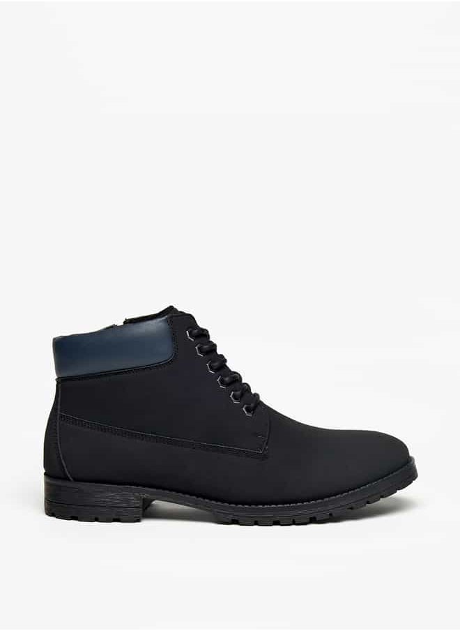 LBL by Shoexpress Men Solid Chukka Boots with Zip Closure  - Image 3