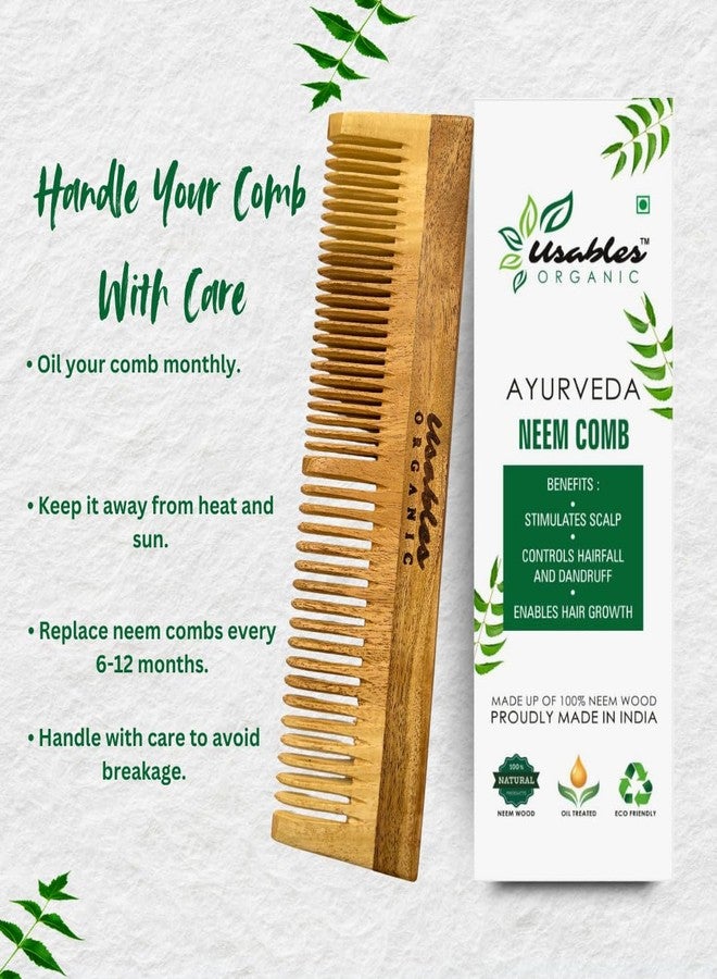 Usables ORGANIC Wooden Hair Comb Soaked In 13 Herbs, Neem & Sesame Oil For Multi-Actions - Detangling, Frizz Control & Shine,Suited For All Hair Types (Dual Tooth) - Image 4