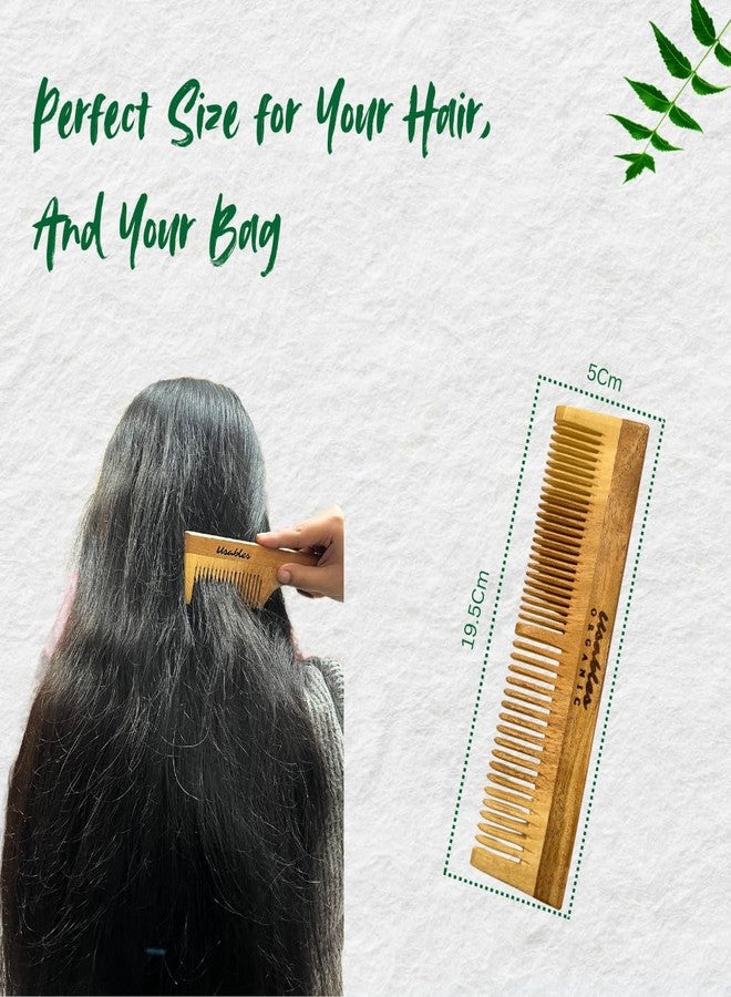 Usables ORGANIC Wooden Hair Comb Soaked In 13 Herbs, Neem & Sesame Oil For Multi-Actions - Detangling, Frizz Control & Shine,Suited For All Hair Types (Dual Tooth) - Image 5