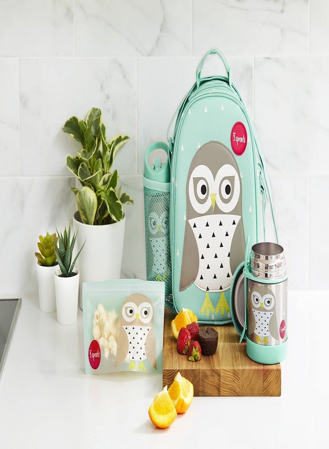3 Sprouts Kids Lunch Bag - Durable Lunch Box for Boys and Girls - Kids Lunch Box - Perfect for Daycare, School and Travel - Insulated Fabric, Water Bottle Holder - Ideal for Children 3+, Owl - Image 5