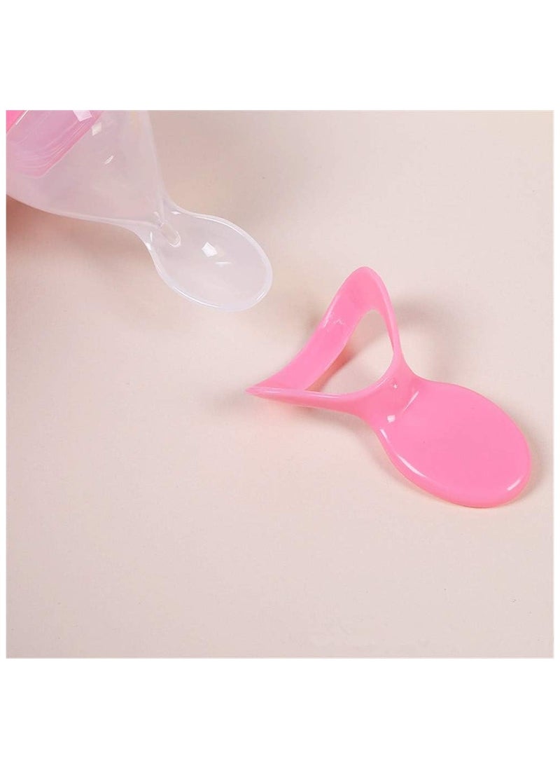 ORiTi - Silicone Squeeze Bottle Spoon Baby Feeding Cereal, Rice, Supplement with Dispensing Feeder, Food Dispensing Spoon, Infant Newborn Toddler Food Supplement Set- 90ml Pink - Image 1