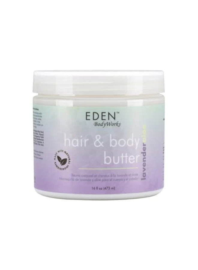 eden bodyworks Lavender Aloe Hair + Body Butter (16 oz) - Natural Moisturizer - Hydrate, Calm and Soothe Hair & Skin  - Image 1