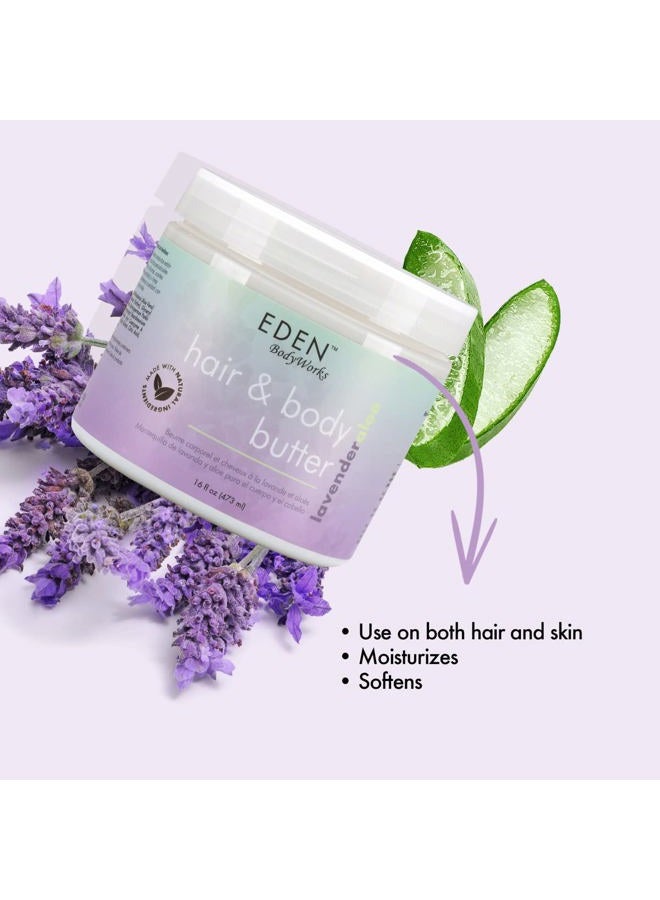 eden bodyworks Lavender Aloe Hair + Body Butter (16 oz) - Natural Moisturizer - Hydrate, Calm and Soothe Hair & Skin  - Image 5