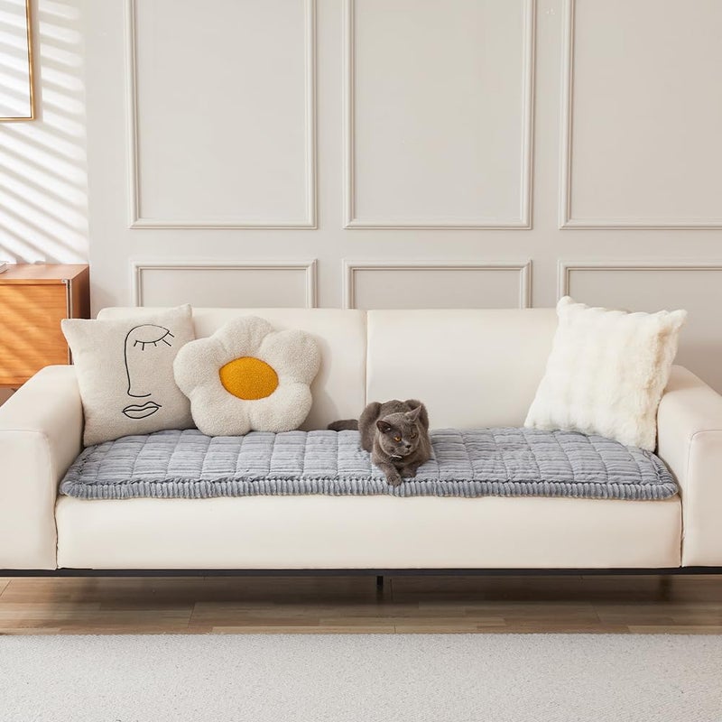 Awjcsv Couch Cover for Dogs Washable, Fuzzy Pet Couch Covers for 3 Cushion Sofa Pet Friendly, Non Slip Sofa Cover (Light Blue-Grey, 27.6" x 70.9"/70 x 180cm) - Image 2