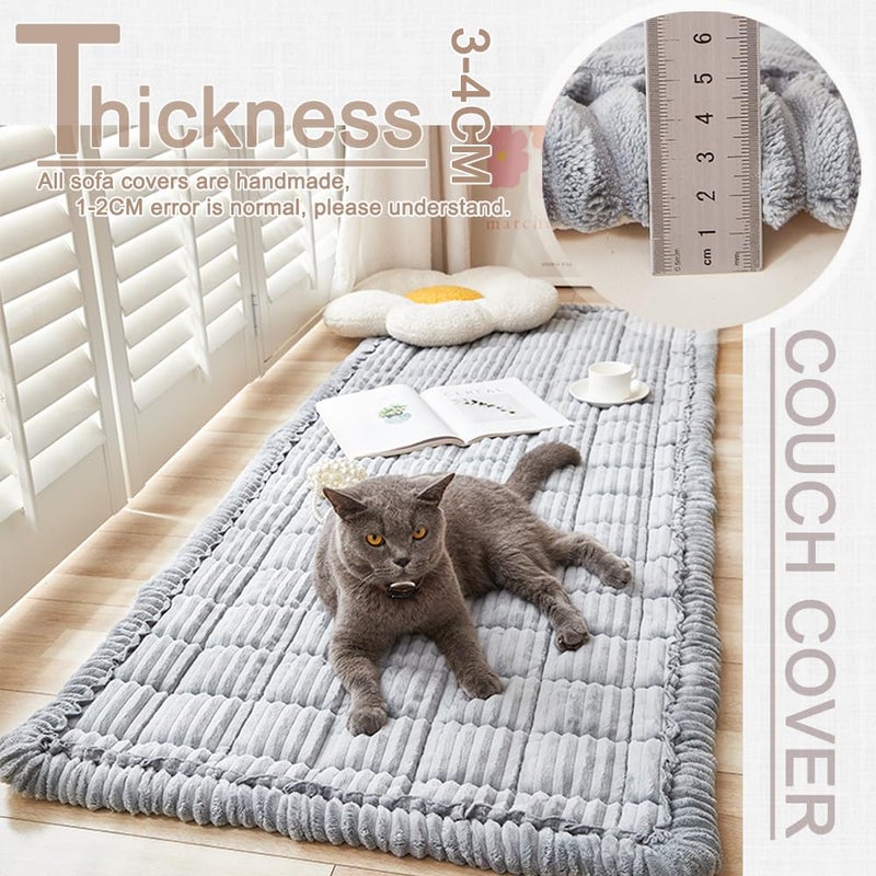 Awjcsv Couch Cover for Dogs Washable, Fuzzy Pet Couch Covers for 3 Cushion Sofa Pet Friendly, Non Slip Sofa Cover (Light Blue-Grey, 27.6" x 70.9"/70 x 180cm) - Image 3