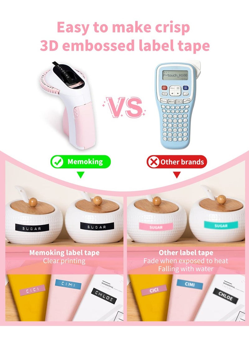 Memoking Embossing Label Maker Machine-E975 3D Embossed Label Maker with 6 Rolls Emboss Tapes, Handheld Embosser Labelling Machine, Lettering Label Maker Embossing for Home, Office and DIY  - Image 5