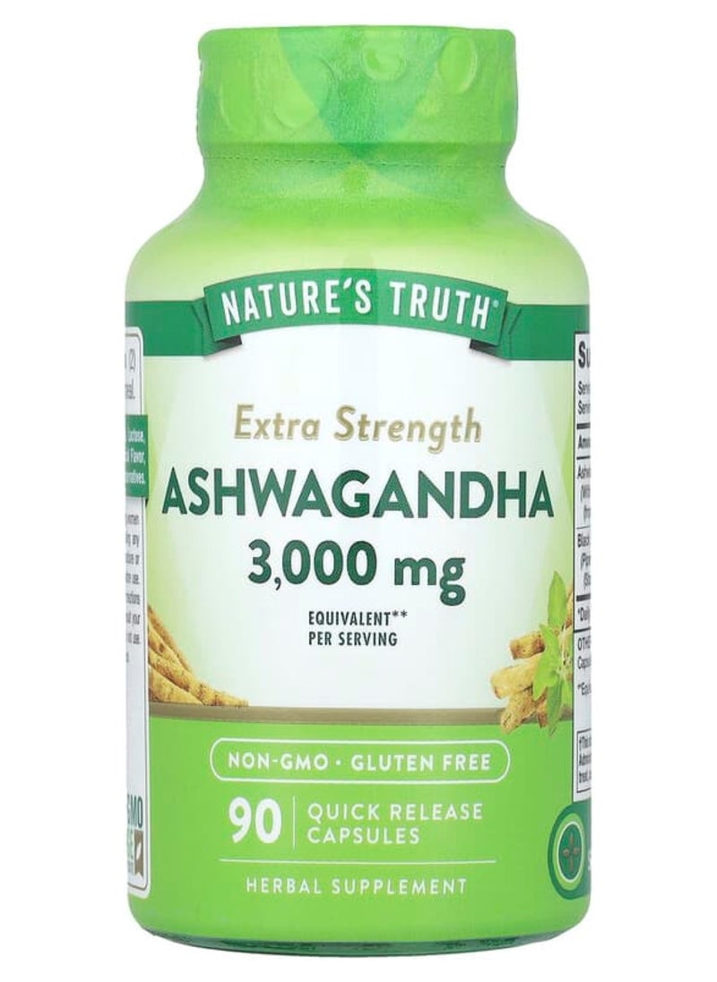 Nature's Truth Nature's Truth, Ashwagandha, Extra Strength, 3,000 mg, 90 Quick Release Capsules 
