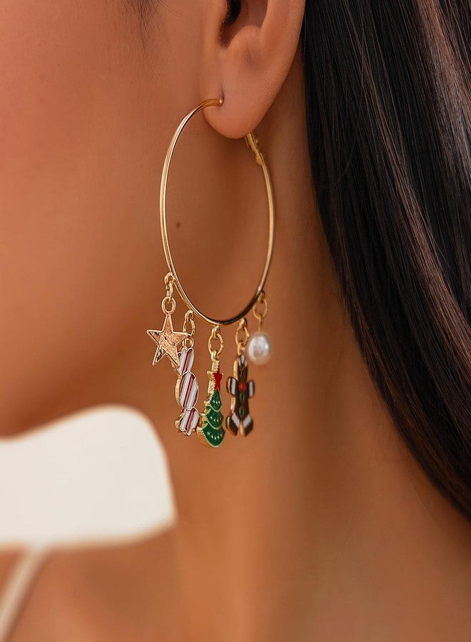 ALoveSoul Christmas Holiday Earrings - Gold Hoops with Festive Charms, Perfect Christmas Earrings Gifts - Image 4
