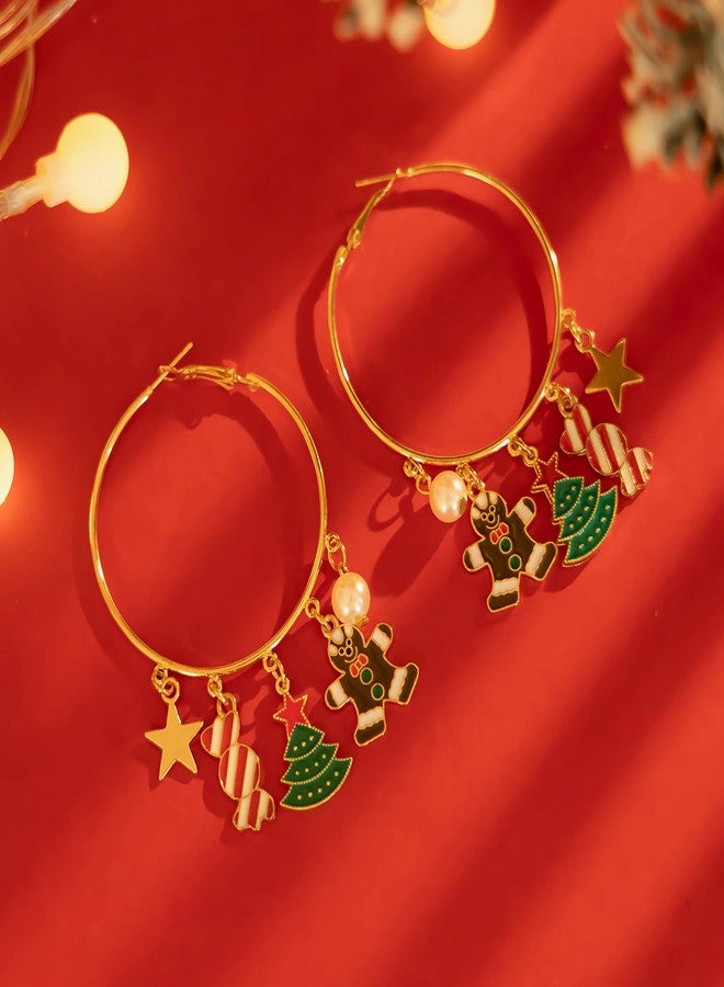 ALoveSoul Christmas Holiday Earrings - Gold Hoops with Festive Charms, Perfect Christmas Earrings Gifts - Image 3
