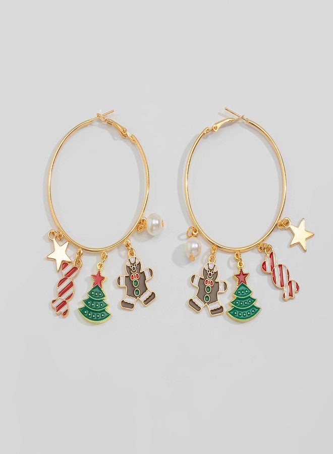 ALoveSoul Christmas Holiday Earrings - Gold Hoops with Festive Charms, Perfect Christmas Earrings Gifts - Image 5