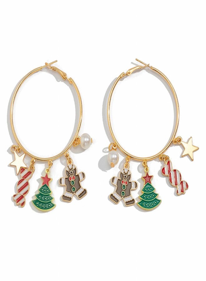 ALoveSoul Christmas Holiday Earrings - Gold Hoops with Festive Charms, Perfect Christmas Earrings Gifts - Image 1
