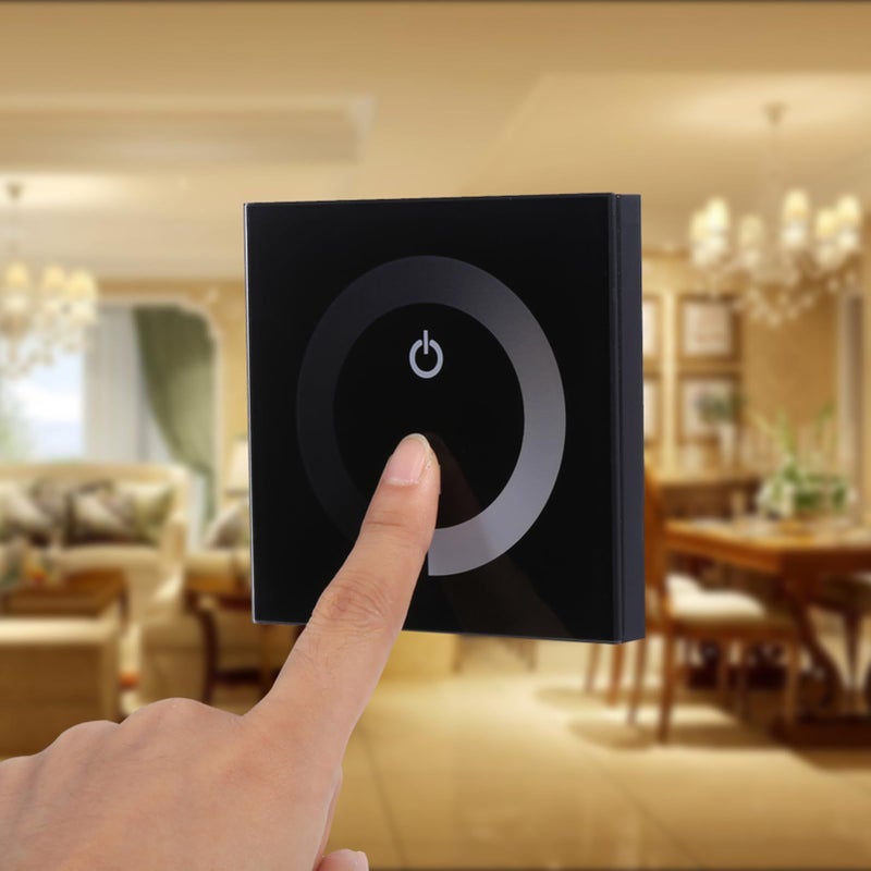 وحدة تحكم خافتة شريط LED للوحة اللمس، قابلة لتعديل السطوع، باللون الأسود، تعمل بجهد 12 فولت/24 فولت تيار مستمر، للإضاءة المنزلية في المطبخ وغرفة النوم. - Image 4