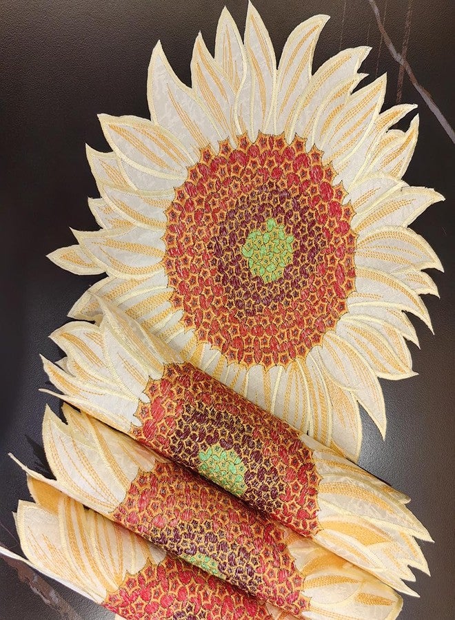 AMZALI Fall Table Placemats Set of 4, Washable Cutwork Embroidered Sunflower Fall Table Mats Spring Summer Autumn Table Topper for Home Kitchen Dining Holiday Party Tabletop Decoration 14 Inch - Image 4