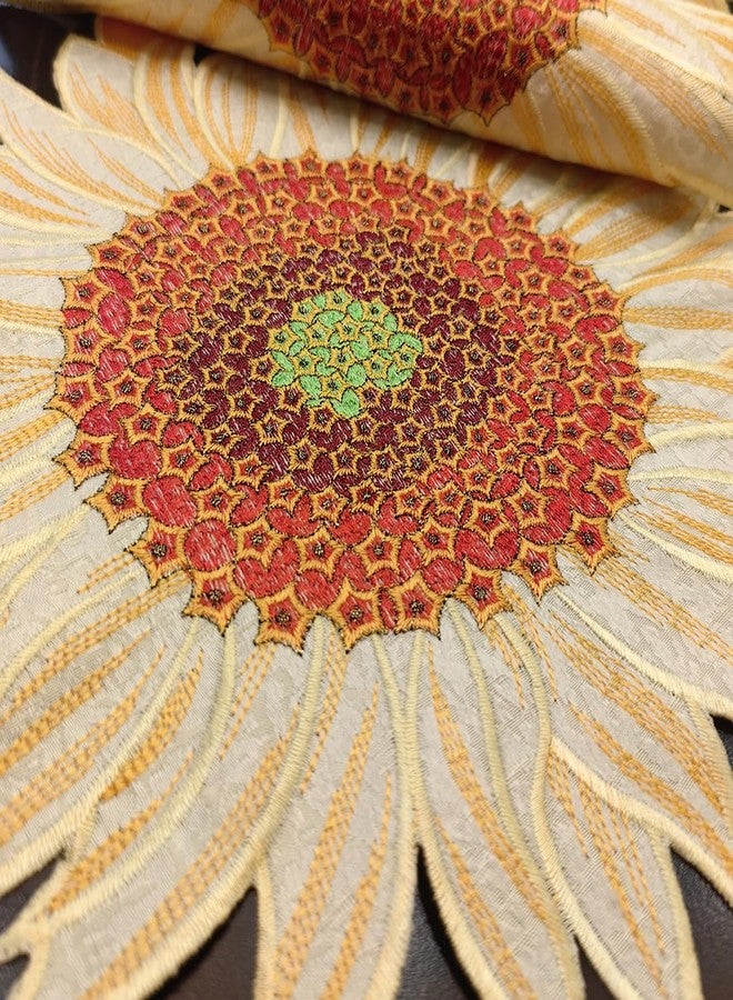 AMZALI Fall Table Placemats Set of 4, Washable Cutwork Embroidered Sunflower Fall Table Mats Spring Summer Autumn Table Topper for Home Kitchen Dining Holiday Party Tabletop Decoration 14 Inch - Image 3
