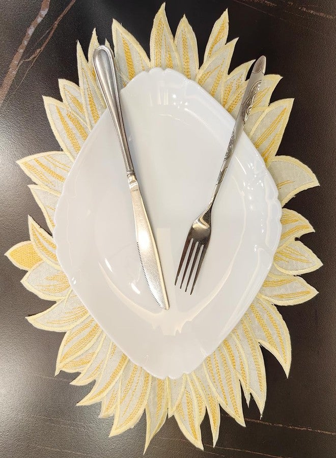 AMZALI Fall Table Placemats Set of 4, Washable Cutwork Embroidered Sunflower Fall Table Mats Spring Summer Autumn Table Topper for Home Kitchen Dining Holiday Party Tabletop Decoration 14 Inch - Image 5