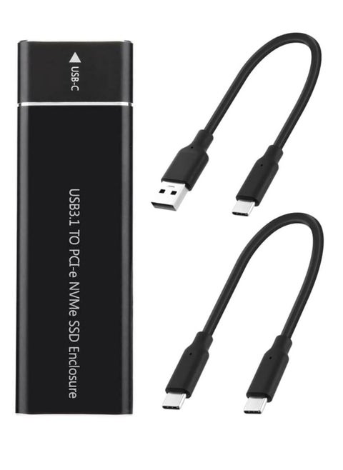 M.2 to Type-C USB 3.1 10Gbps Aluminum External SSD Enclosure | Compatible with 2280/2260/2242/2230 PCIe M-Key SSDs | USB Type-C Adapter Case