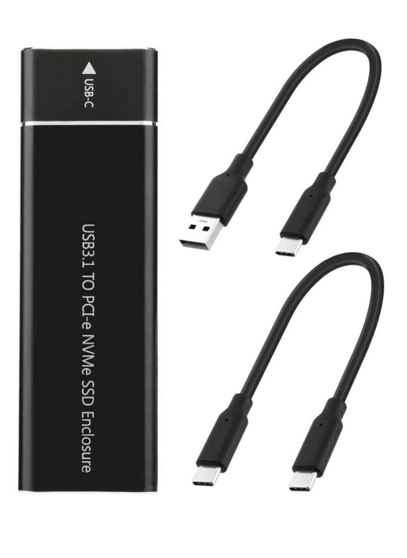 M.2 to Type-C USB 3.1 10Gbps Aluminum External SSD Enclosure | Compatible with 2280/2260/2242/2230 PCIe M-Key SSDs | USB Type-C Adapter Case
