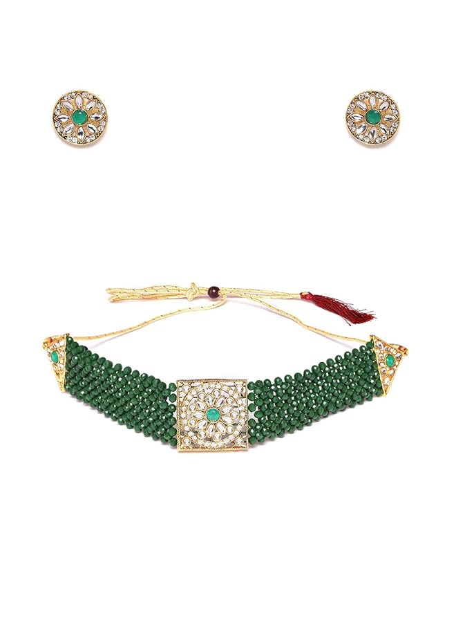 erorex Choker Jewelery Set For Women Golden Zpfk9562 - Image 1